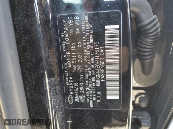 2017 Genesis G80 3.8L with VIN KMHGN4JE0HU176175, listed as a Copart auction lot 72131724 with 145,956 mi miles and Salvage Title. Bid and sale history available at carsss.com. Image 12.