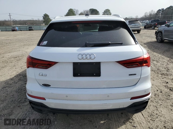 2023 Audi Q3 S line Premium with VIN WA1DECF38P1040315, listed as a Copart auction lot 48264235 with 53,683 mi miles and Salvage title. Bid and sale history available at DreamBid. Image 6.