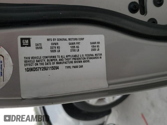 2006 Cadillac DTS 1SD z VIN 1G6KD57Y26U115094, wystawiony jako Copart lot #53534355 z przebiegiem 126 631 mil mil oraz Szkoda całkowita • Salvage title. Historia ofert i sprzedaży dostępna na DreamBid. Obrazek 12.