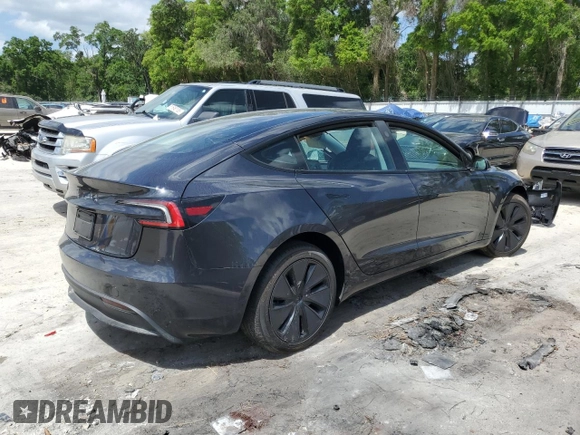 2025 Tesla Model 3 Long Range with VIN 5YJ3E1EAXSF922964, listed as a Copart auction lot 51526785 with Not Provided miles and Salvage Title. Bid and sale history available at DreamBid. Image 3.