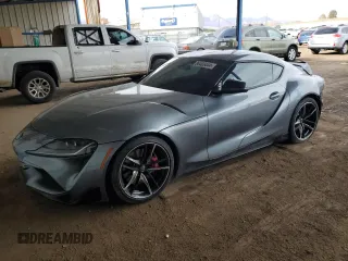 2021 Toyota GR Supra 3.0 with VIN WZ1DB0C09MW036216, listed as a Copart auction lot 86403444 with 14,800 mi miles and Salvage Title. Bid and sale history available at carsss.com. Image 1.