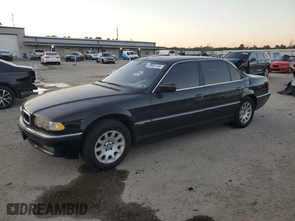 2001 BMW 7 Series 740iL with VIN WBAGH83481DP27673, listed as a Copart auction lot 75961134 with 149,120 mi miles and Salvage Title. Bid and sale history available at carsss.com. Image 1.