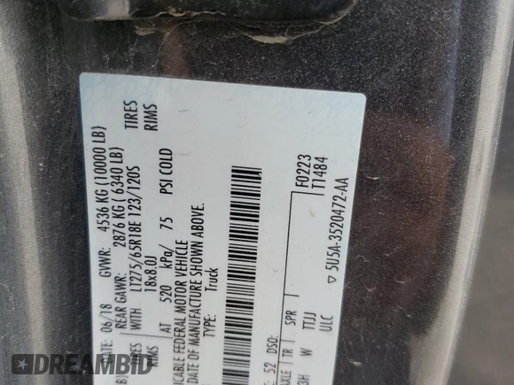 2018 Ford F-250 XL z VIN 1FT7W2BT6JEC77708, wystawiony jako Copart lot #56562595 z przebiegiem 141 567 mil mil oraz Szkoda całkowita • Salvage title. Historia ofert i sprzedaży dostępna na DreamBid. Obrazek 12.