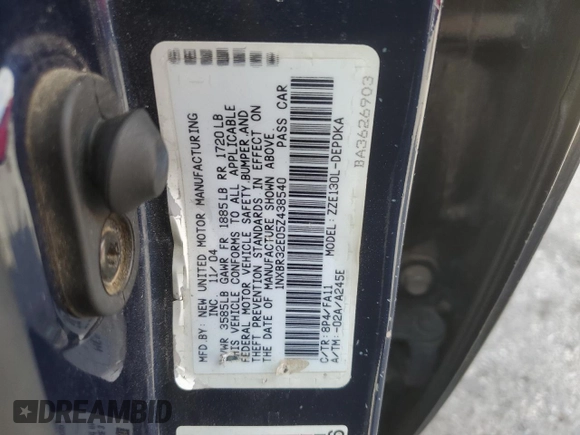 2005 Toyota Corolla CE with VIN 1NXBR32E05Z438540, listed as a Copart auction lot 53322905 with 162,870 mi miles and Clean Title. Bid and sale history available at DreamBid. Image 12.