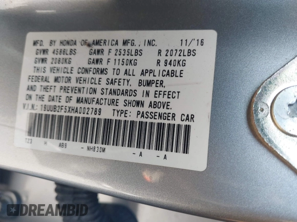2017 Acura TLX V6 w/Technology Pkg with VIN 19UUB2F5XHA002789, listed as a IAAI auction lot 40945495 with 125,961 mi miles. Bid and sale history available at carsss.com. Image 9.