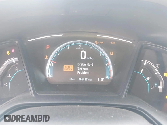 2019 Honda Civic Sedan LX with VIN 2HGFC2F61KH510012, listed as a IAAI auction lot 42073212 with 86,487 mi miles. Bid and sale history available at carsss.com. Image 7.