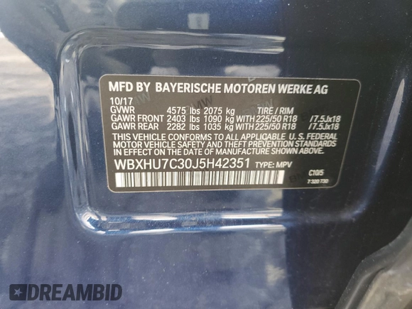 2018 BMW X1 sDrive28i with VIN WBXHU7C30J5H42351, listed as a Copart auction lot 49173875 with 139,084 mi miles and Clean Title. Bid and sale history available at carsss.com. Image 13.