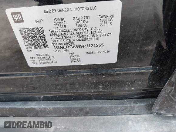 2023 Chevrolet Traverse LT Cloth with VIN 1GNERGKW9PJ121255, listed as a IAAI auction lot 42195974 with 20,847 mi miles and . Bid and sale history available at DreamBid. Image 9.