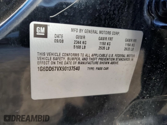 2009 Cadillac STS AWD with VIN 1G6DD67VX90137540, listed as a Copart auction lot 42062184 with 153,969 mi miles and Clean Title. Bid and sale history available at DreamBid. Image 13.