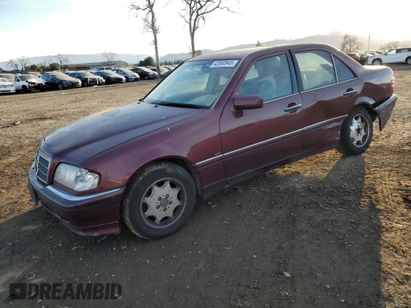 1998 Mercedes-Benz C 230/260/280/320 with VIN WDBHA23G0WA629568, listed as a Copart auction lot 43560945 with 252,554 mi miles and Salvage Title. Bid and sale history available at carsss.com. Image 1.