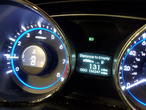 2014 Hyundai Sonata GLS with VIN 5NPEB4AC7EH941360, listed as a Copart auction lot 44618495 with 106,247 mi miles and Salvage Title. Bid and sale history available at carsss.com. Image 9.