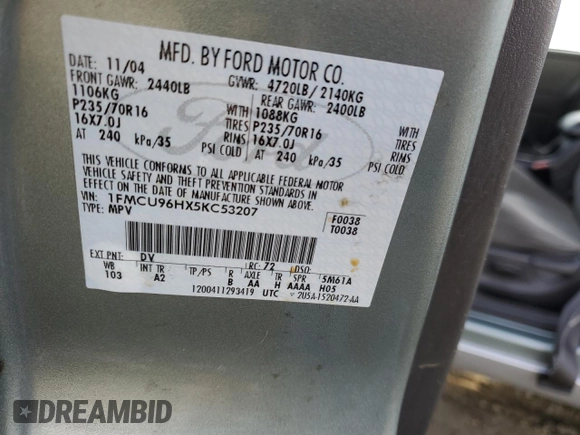 2005 Ford Escape Hybrid with VIN 1FMCU96HX5KC53207, listed as a Copart auction lot 79318904 with 147,008 mi miles and Salvage Title. Bid and sale history available at carsss.com. Image 13.