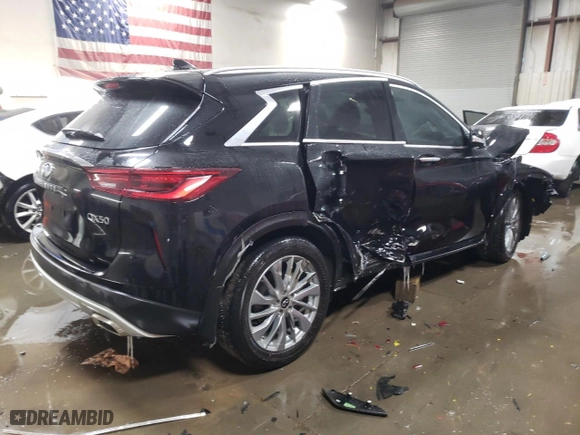 2024 Infiniti QX50 LUXE with VIN 3PCAJ5BB3RF105031, listed as a Copart auction lot 89322605 with 12,009 mi miles and Salvage Title. Bid and sale history available at carsss.com. Image 3.