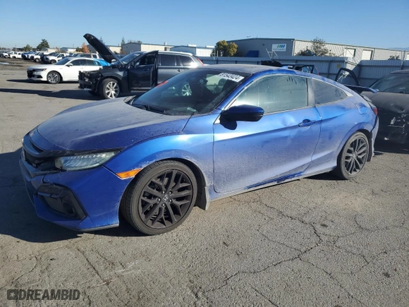 2020 Honda Civic Si Coupe with VIN 2HGFC3A53LH753374, listed as a Copart auction lot 81543424 with 92,643 mi miles and Salvage Title. Bid and sale history available at carsss.com. Image 1.
