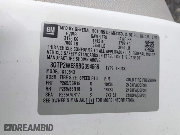 2011 GMC Sierra 1500 SLT с VIN 3GTP2WE38BG394666, выставлен на аукционе IAAI как лот 41883472 с пробегом 149 180 миль миль и . История ставок и продаж доступна на DreamBid. Изображение 9.
