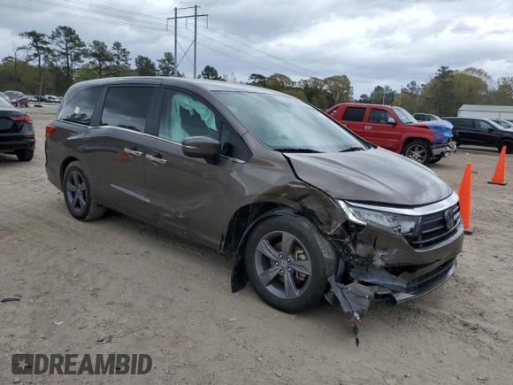 2021 Honda Odyssey EX with VIN 5FNRL6H54MB026366, listed as a Copart auction lot 49229375 with 81,248 mi miles and Salvage Title. Bid and sale history available at DreamBid. Image 4.
