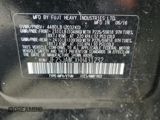 2017 Subaru Forester Touring z VIN JF2SJAWCXHH431232, wystawiony jako Copart lot #61625265 z przebiegiem 67 280 mil mil oraz Szkoda całkowita • Salvage title. Historia ofert i sprzedaży dostępna na DreamBid. Obrazek 12.