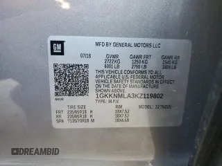 2019 GMC Acadia SLT with VIN 1GKKNMLA3KZ119802, listed as a Copart auction lot 85767374 with 0 mi miles and Clean Title. Bid and sale history available at carsss.com. Image 13.