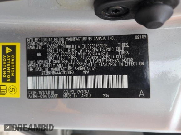 2010 Lexus RX 350 z VIN 2T2BK1BA4AC030054, wystawiony jako Copart lot #58200375 z przebiegiem 144 497 mil mil oraz Szkoda całkowita • Salvage title. Historia ofert i sprzedaży dostępna na DreamBid. Obrazek 14.