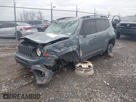 2016 Jeep Renegade Trailhawk with VIN ZACCJBCT1GPE21919, listed as a IAAI auction lot 41928423 with 80,982 mi miles and . Bid and sale history available at carsss.com. Image 2.