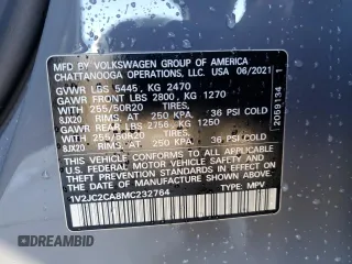 2021 Volkswagen Atlas SE with VIN 1V2JC2CA8MC232764, listed as a Copart auction lot 85885294 with 76,563 mi miles and Clean title. Bid and sale history available at DreamBid. Image 14.