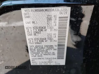 2019 Infiniti QX60 Pure с VIN 5N1DL0MN7KC564594, выставлен на аукционе IAAI как лот 40501804 с пробегом 16 088 миль миль и . История ставок и продаж доступна на DreamBid. Изображение 9.