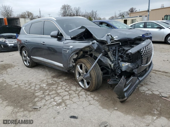 2021 Genesis GV80 with VIN KMUHBDSB8MU053141, listed as a Copart auction lot 43893403 with 0 mi miles and Salvage Title. Bid and sale history available at carsss.com. Image 4.