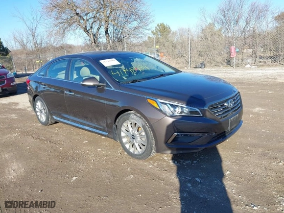 2015 Hyundai Sonata 2.4L Sport with VIN 5NPE34AF6FH174223, listed as a IAAI auction lot 41748484 with 100,492 mi miles. Bid and sale history available at carsss.com. Image 1.
