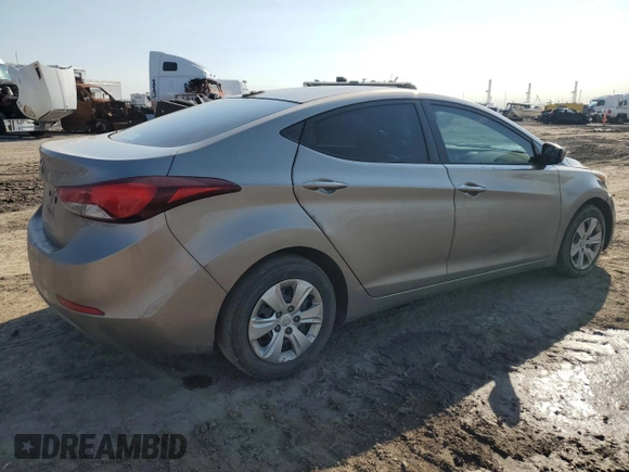 2016 Hyundai Elantra SE with VIN 5NPDH4AE0GH761703, listed as a Copart auction lot 46860205 with 172,588 mi miles and Salvage title. Bid and sale history available at DreamBid. Image 3.