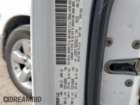 2013 Ram 1500 Big Horn with VIN 1C6RR7LT6DS550171, listed as a Copart auction lot 57044515 with 205,756 mi miles and Salvage title. Bid and sale history available at DreamBid. Image 12.