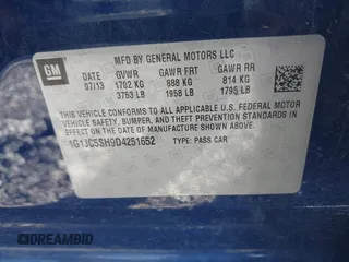 2013 Chevrolet Sonic LT with VIN 1G1JC5SH9D4251652, listed as a IAAI auction lot 41795018 with 45,268 mi miles and . Bid and sale history available at DreamBid. Image 9.