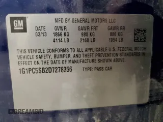 2013 Chevrolet Cruze 1LT with VIN 1G1PC5SB2D7278356, listed as a Copart auction lot 51982895 with 46,360 mi miles and Salvage Title. Bid and sale history available at carsss.com. Image 12.