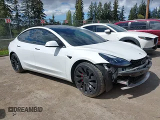 2021 Tesla Model 3 Performance with VIN 5YJ3E1EC2MF096681, listed as a IAAI auction lot 42068782 with 34,852 mi miles and . Bid and sale history available at DreamBid. Image 1.