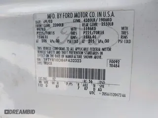 2004 Ford Ranger XL with VIN 1FTYR10D84PA32323, listed as a IAAI auction lot 41289922 with 1 mi miles. Bid and sale history available at carsss.com. Image 9.
