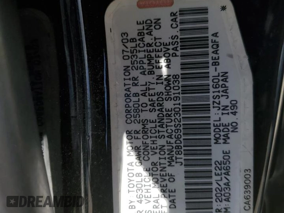 2003 Lexus GS 300 z VIN JT8BD69S230191038, wystawiony jako Copart lot #53286065 z przebiegiem 274 181 mil mil oraz Szkoda całkowita • Salvage title. Historia ofert i sprzedaży dostępna na DreamBid. Obrazek 13.
