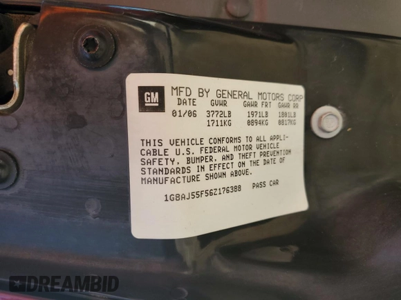 2006 Saturn ION z VIN 1G8AJ55F56Z176388, wystawiony jako Copart lot #82185234 z przebiegiem 148 248 mil mil oraz Szkody całkowita. Historia ofert i sprzedaży dostępna na DreamBid. Obrazek 12.