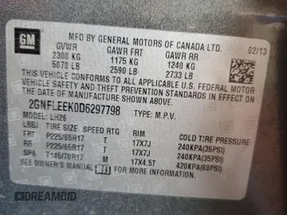 2013 Chevrolet Equinox LT z VIN 2GNFLEEK0D6297798, wystawiony jako Copart lot #56914435 z przebiegiem 116 102 mil mil oraz Czysty tytuł • Clean title. Historia ofert i sprzedaży dostępna na DreamBid. Obrazek 13.