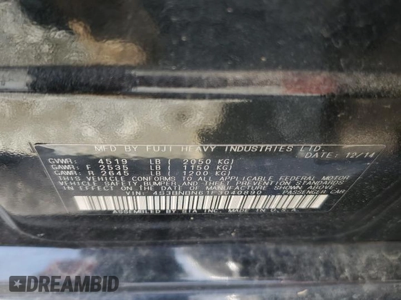 2015 Subaru Legacy Limited with VIN 4S3BNBN61F3040890, listed as a Copart auction lot 62419885 with 251,596 mi miles and Clean title. Bid and sale history available at DreamBid. Image 12.