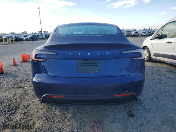 2025 Tesla Model 3 Long Range with VIN 5YJ3E1EA4SF920255, listed as a Copart auction lot 47213615 with 245 mi miles and Salvage Title. Bid and sale history available at carsss.com. Image 6.