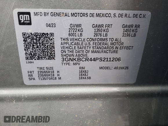 2023 Chevrolet Blazer LT z VIN 3GNKBCR44PS211206, wystawiony jako Copart lot #49726955 z przebiegiem 56 995 mil mil oraz Szkoda całkowita • Salvage title. Historia ofert i sprzedaży dostępna na DreamBid. Obrazek 13.