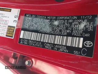 2013 Toyota Prius Two with VIN JTDZN3EU9D3201308, listed as a IAAI auction lot 41645132 with 47,908 mi miles. Bid and sale history available at carsss.com. Image 9.