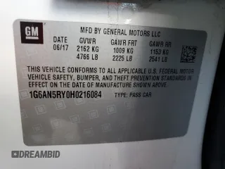 2017 Cadillac ATS-V with VIN 1G6AN5RY0H0216084, listed as a Copart auction lot 79225284 with 53,459 mi miles and Salvage Title. Bid and sale history available at carsss.com. Image 12.