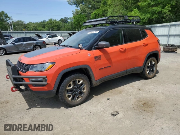 2018 Jeep Compass Trailhawk with VIN 3C4NJDDB3JT424282, listed as a Copart auction lot 52870765 with 95,208 mi miles and Salvage title. Bid and sale history available at DreamBid. Image 1.
