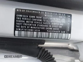 2013 Volkswagen Beetle Fender Edition с VIN 3VWJP7AT2DM614534, выставлен на аукционе IAAI как лот 41919625 с пробегом 86 362 миль миль и . История ставок и продаж доступна на DreamBid. Изображение 9.