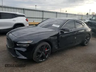 2022 Genesis G70 3.3T z VIN KMTG54TE5NU102507, wystawiony jako Copart lot #43708805 z przebiegiem 25 474 mil mil oraz Szkody całkowita. Historia ofert i sprzedaży dostępna na DreamBid. Obrazek 1.