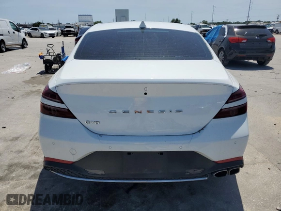 2022 Genesis G70 2.0T with VIN KMTG34TA6NU098521, listed as a Copart auction lot 55772275 with 30,439 mi miles and Salvage title. Bid and sale history available at DreamBid. Image 6.