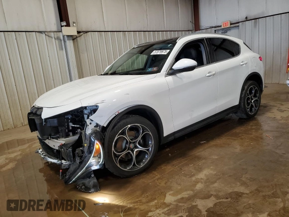 2019 Alfa Romeo Stelvio Ti z VIN ZASPAKBN4K7C49127, wystawiony jako Copart lot #57079975 z przebiegiem 55 557 mil mil oraz Szkoda całkowita • Salvage title. Historia ofert i sprzedaży dostępna na DreamBid. Obrazek 1.