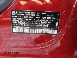 2015 Volkswagen Passat SEL Premium z VIN 1VWCS7A32FC017881, wystawiony jako Copart lot #46234435 z przebiegiem 108 518 mil mil oraz Szkoda całkowita • Salvage title. Historia ofert i sprzedaży dostępna na DreamBid. Obrazek 12.