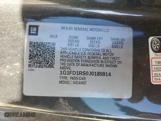 2018 Chevrolet Camaro 2LT with VIN 1G1FD1RS0J0185914, listed as a Copart auction lot 45894945 with 46,000 mi miles and Salvage Title. Bid and sale history available at carsss.com. Image 12.