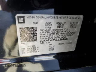 2020 GMC Terrain SLT with VIN 3GKALVEV3LL264483, listed as a Copart auction lot 57275025 with 68,941 mi miles and Salvage title. Bid and sale history available at DreamBid. Image 13.